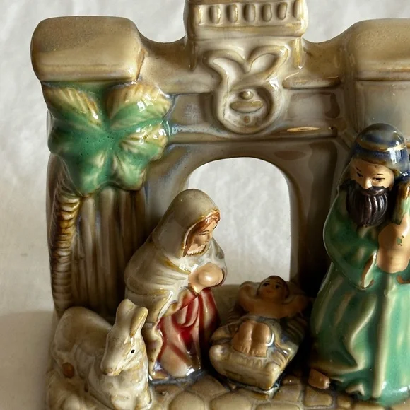 NATIVITY SCENE HOLY FAMILY CERAMIC HIGH GLOSS CHRISTMAS DECOR - Picture 6 of 10